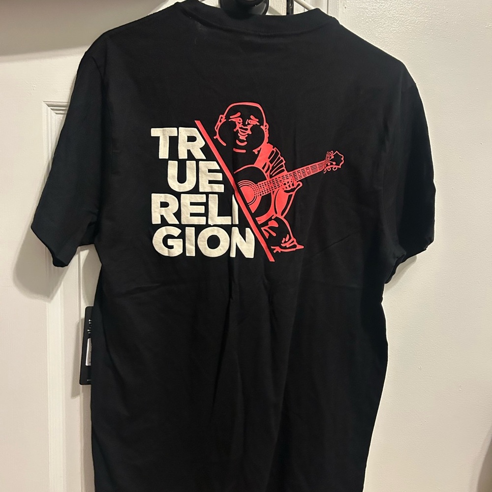 True Religion Black and Red Short Sleeve Tees